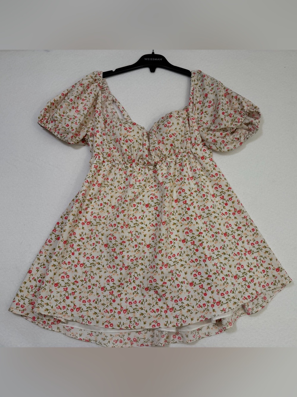 Princess Polly Cream Floral Mini Dress with Pink & Green Print